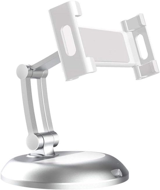 Tablethouder bureau – Verstelbare desktop standaard – Geschikt voor iPad & Samsung Galaxy Tab – Aluminium – Zilver-Tablethouder-Ilumina Benelux