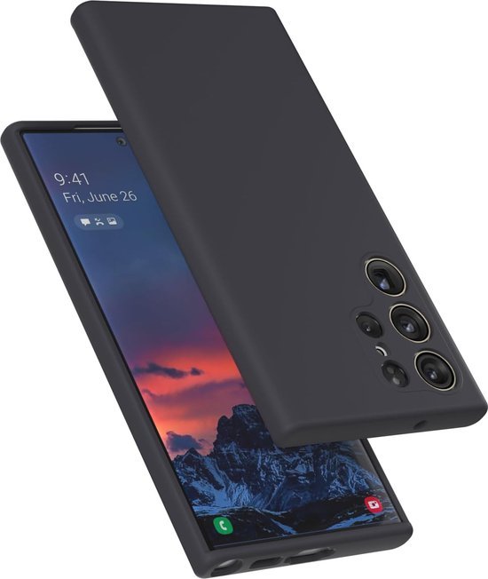Samsung Galaxy S23 Ultra Hoesjes – Liquid Siliconen Backcover – Soft Touch – Flexibel – Zwart-Ilumina Benelux