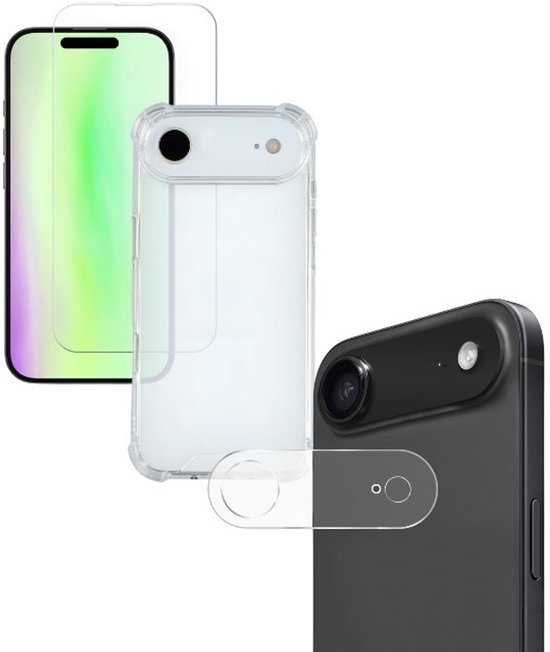 iPhone 17 Air Hoesjes – Anti-Shock Siliconen Backcover – Transparant – 2x Screenprotector Gehard Glas – 2x Camera Lens Protector-Ilumina Benelux