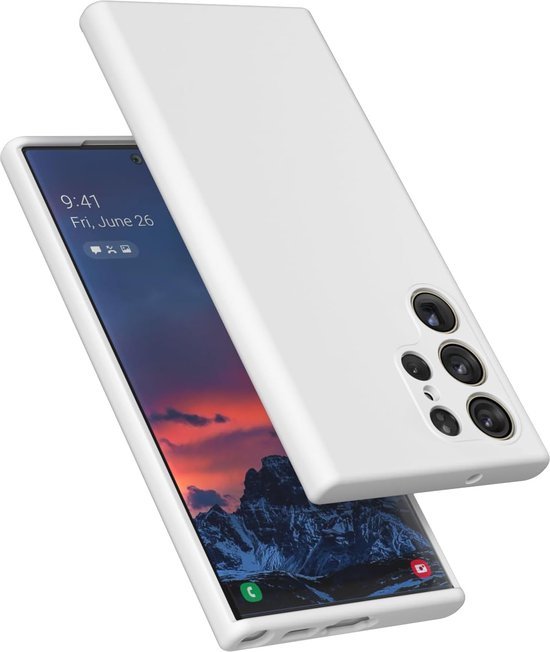 Samsung Galaxy S23 Ultra Hoesjes – Liquid Siliconen Backcover – Soft Touch Flexibel – Wit-Ilumina Benelux