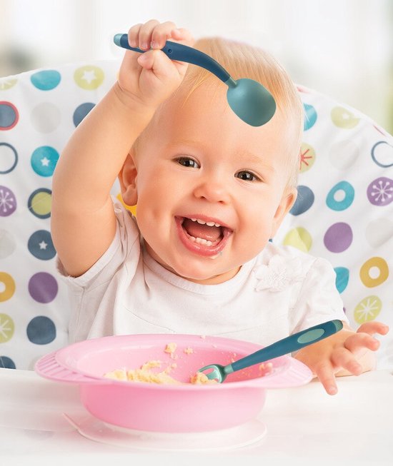 Babylepel en vork set – Siliconen bestek – BPA-vrij – Magnetron & vaatwasserbestendig – Roze-Kinderbestekset-Ilumina Benelux