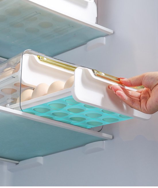 Eierhouder koelkast – Duo-laags eiertray 32 eieren (16+16) – Transparant – Stapelbaar – Velox Goods VL-526-Eierdop-Ilumina Benelux