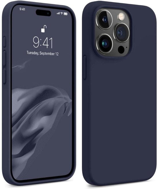 iPhone 16 Pro Hoesjes – Liquid Siliconen Backcover – Soft Touch – Schokbestendig – Navy Blauw-Ilumina Benelux