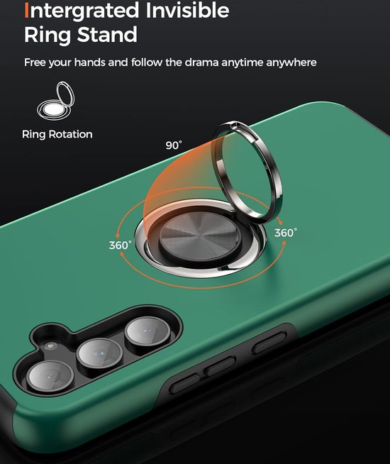 Samsung Galaxy A34 Hoesjes – Harde Backcover met Vingerring – Anti-drop – Groen-Ilumina Benelux
