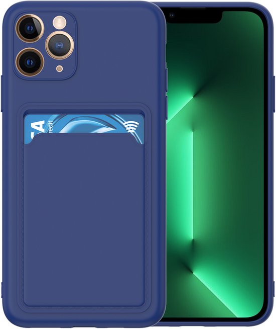iPhone 13 Pro Hoesjes – Siliconen Backcover – TPU – Pasjeshouder – Blauw-Ilumina Benelux