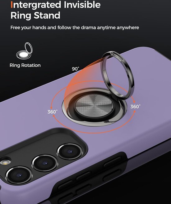 Telefoonhoesje met Vingerring - Hoesje Geschikt voor: Samsung Galaxy S23 - Anti-drop harde cover - Paars