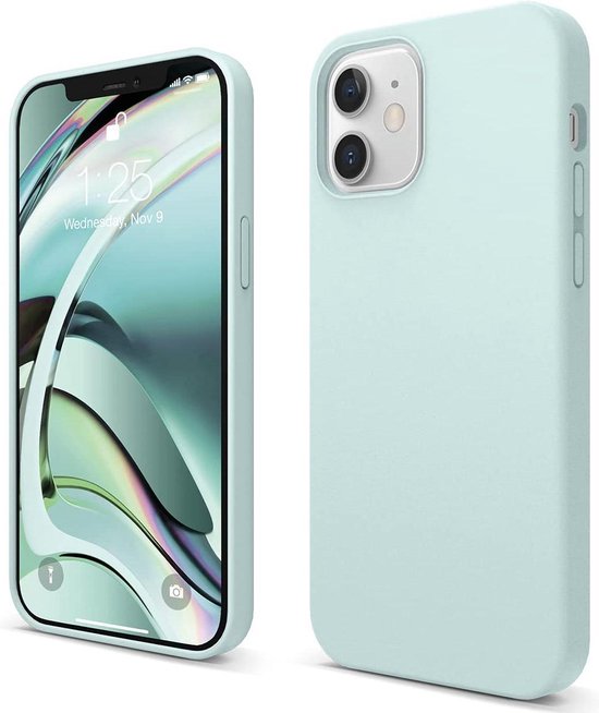 iPhone 12 Hoesjes – Liquid Siliconen Backcover – Flexibel TPU – Schokbestendig – Mint-Ilumina Benelux