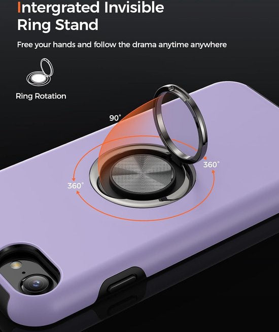 iPhone 7 Plus / 8 Plus Hoesjes – Backcover met Vingerring – Magneet – Anti-drop – Paars-Ilumina Benelux