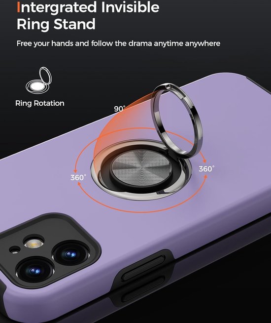 iPhone 12 Pro Max Hoesjes – Backcover met Vingerring – Magneet – Anti-drop – Paars-Ilumina Benelux