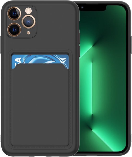 iPhone 13 Pro Hoesjes – Siliconen Backcover – Pasjeshouder – TPU – Zwart-Ilumina Benelux