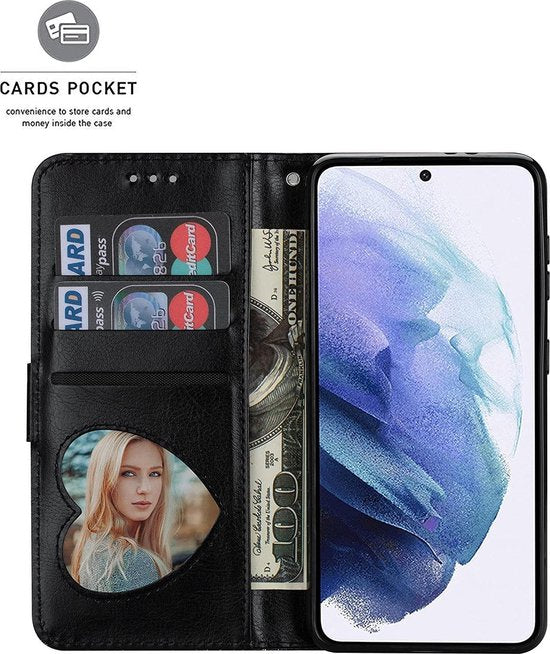 Samsung Galaxy S21 Plus Hoesjes – Glitter Portemonnee Case – Rits – Koord – Pasjeshouder – Zwart-Ilumina Benelux