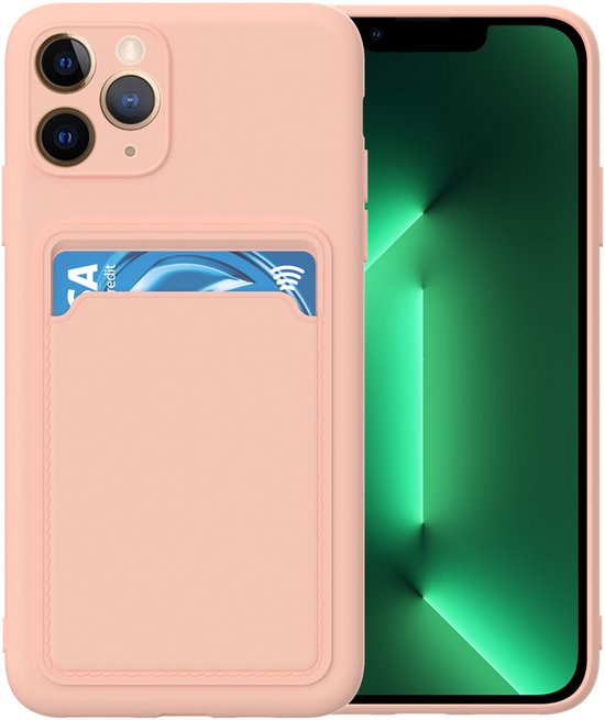 iPhone 11 Pro Hoesjes – Siliconen Backcover – Pasjeshouder – TPU – Lichtroze-Ilumina Benelux