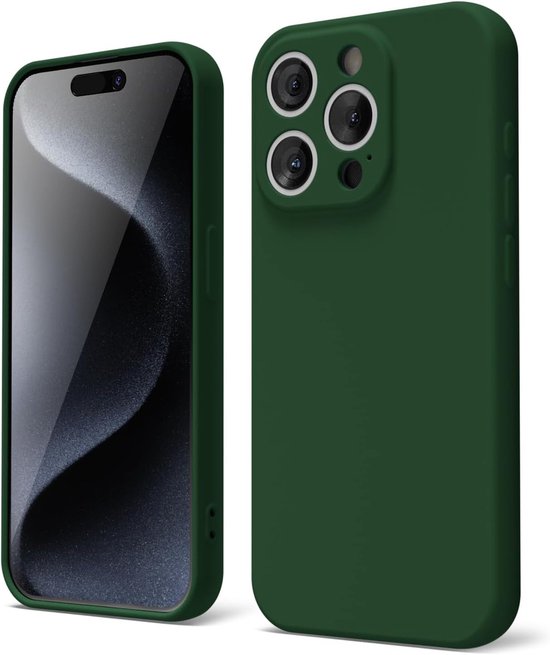 iPhone 14 Pro Hoesjes – Liquid Siliconen Backcover – Soft Touch – Schokbestendig – Donkergroen-Ilumina Benelux