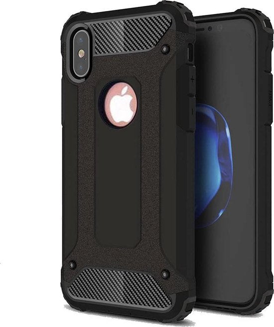 iPhone XS Max Hoesjes – Armor Hybrid Backcover – Schokbestendig – Zwart-Ilumina Benelux
