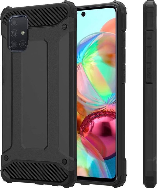 Samsung Galaxy A71 Hoesjes – Armor Hybrid Backcover – Schokbestendig – Zwart-Ilumina Benelux