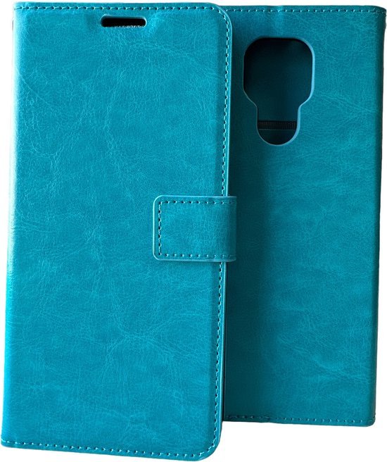 Motorola Moto E5 Plus Hoesjes – Portemonnee Bookcase – Pasjeshouder – Magneetsluiting – Turquoise-Ilumina Benelux