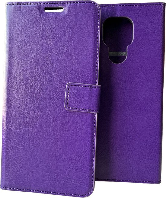 Motorola Moto E7 Hoesjes – Portemonnee Hoes – Pasjeshouder – Magneetsluiting – Paars