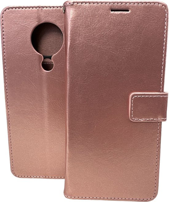Nokia 5.3 Hoesjes – Portemonnee Book Case – Magneetsluiting & Pasjeshouder – 2x Gehard Glas Screenprotector – Roségoud-Ilumina Benelux