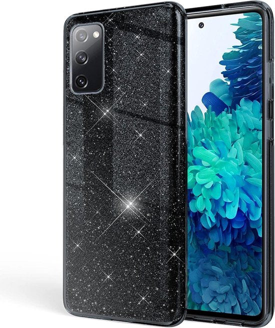 Samsung Galaxy S20 FE Hoesjes – Glitters TPU Siliconen Backcover – BlingBling Cover – Zwart-Ilumina Benelux