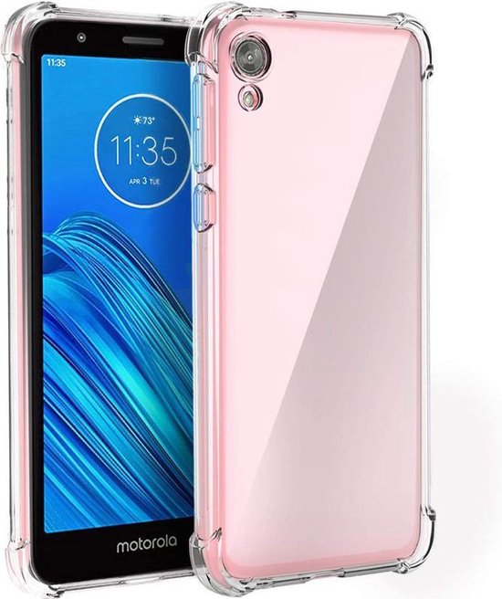 Motorola Moto E6 Hoesjes – Siliconen Backcover – Schokbestendig – Transparant + Screenprotector-Ilumina Benelux