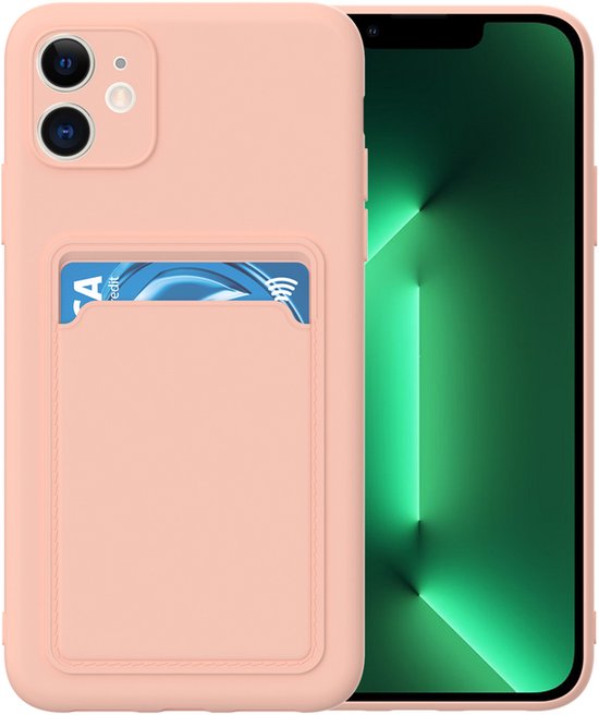 iPhone 11 Hoesjes – Siliconen Backcover – Pasjeshouder – TPU – Lichtroze-Ilumina Benelux
