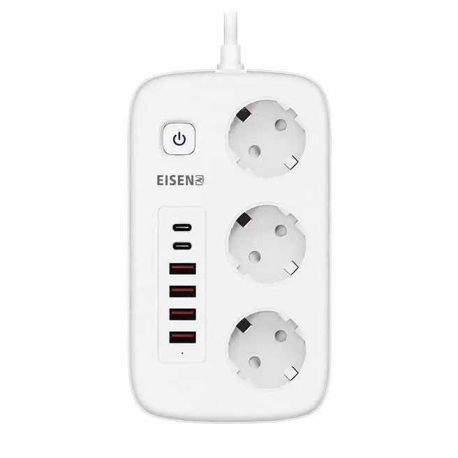 Stekkerdoos met USB en USB-C - 3 Stopcontacten - 4 USB + 2 USB-C - 3000W