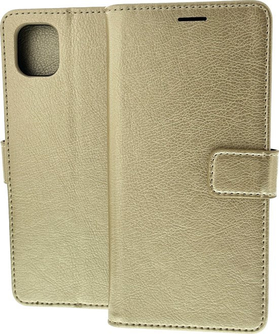 Samsung Galaxy A04 Hoesjes – Portemonnee Bookcase – Pasjeshouder – Magneetsluiting – Goud-Ilumina Benelux