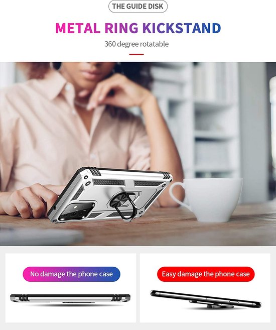 Ring Armor hoesje Geschikt voor Samsung Galaxy A33 5G - Zilver - Draaibare standaard - Magneet