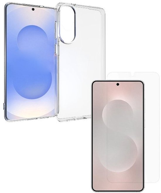 Samsung Galaxy S25 Edge Hoesjes – Siliconen Backcover – Transparant – Inclusief 2x Screenprotector – Anti-kras Gehard Glas-Ilumina Benelux