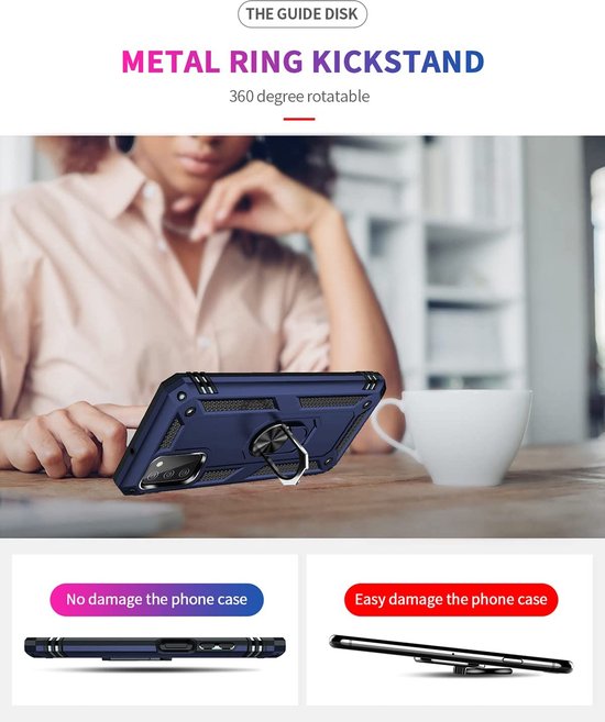 Samsung Galaxy A03S Hoesjes – Anti-Shock Hybride Ring Armor Backcover – Schokbestendig – Blauw-Ilumina Benelux