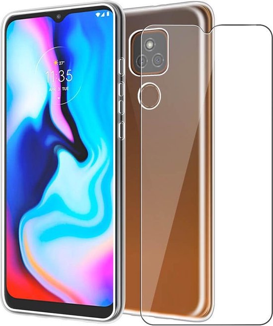 Motorola Moto E7 Plus Hoesjes – Transparante Siliconen Backcover – Inclusief 2 Screenprotectors – Anti Kras-Ilumina Benelux