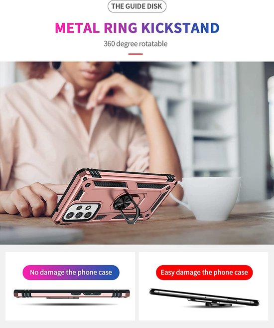 Samsung Galaxy A33 5G Hoesjes – Anti-Shock Hybride Ring Armor Backcover – Schokbestendig – Roségoud-Ilumina Benelux