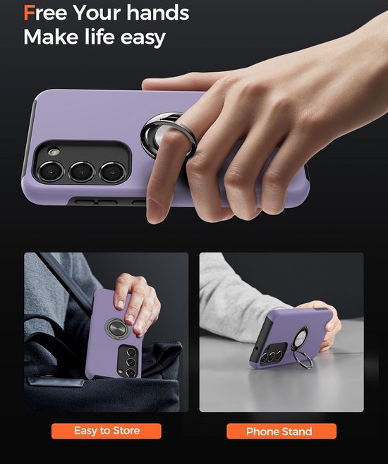 Samsung Galaxy S23 Hoesjes – Harde Backcover met Vingerring – Anti-drop – Paars-Ilumina Benelux