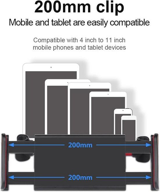 Tablethouder auto – Hoofdsteun montage – 360° draaibaar – Universeel voor tablet/telefoon/Switch – Zwart