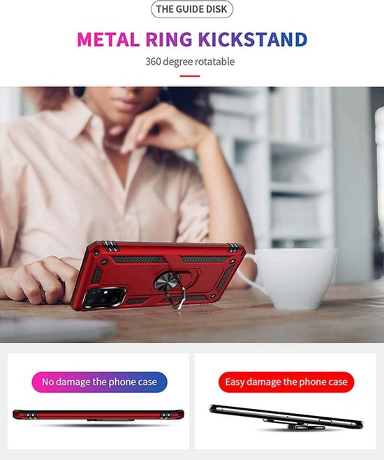 Samsung Galaxy S10 Lite Hoesjes – Anti-Shock Hybride Ring Armor Backcover – Schokbestendig – Zwart-Ilumina Benelux