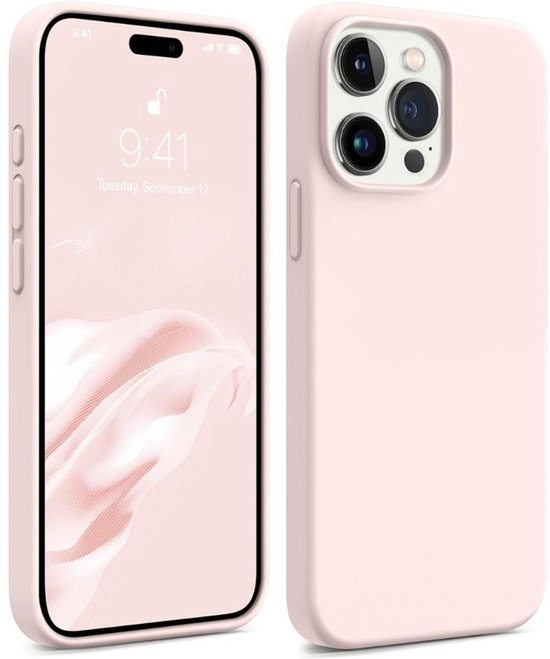 iPhone 14 Plus Hoesjes – Liquid Siliconen Backcover – Soft Touch – Lichtroze-Ilumina Benelux