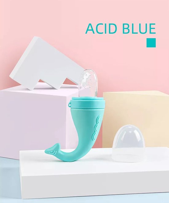 Fruitspeen Baby – Siliconen Fruitzuiger & Bijtring – Voorkomt Verstikking – BPA-vrij – Blauw-Ilumina Benelux
