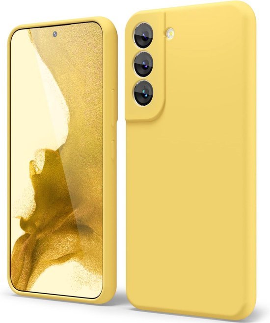 Samsung Galaxy S22 Plus Hoesjes – Liquid Solid Siliconen Backcover – Schokbestendig – Geel-Ilumina Benelux