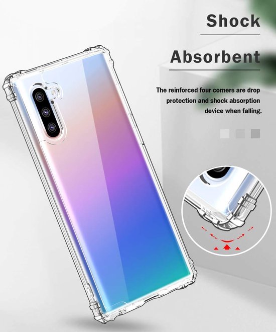 Samsung Galaxy Note 10 Hoesjes – Anti-Shock Hybride Soft Case – Schokbestendig – Inclusief 2x Screenprotector – Zwart