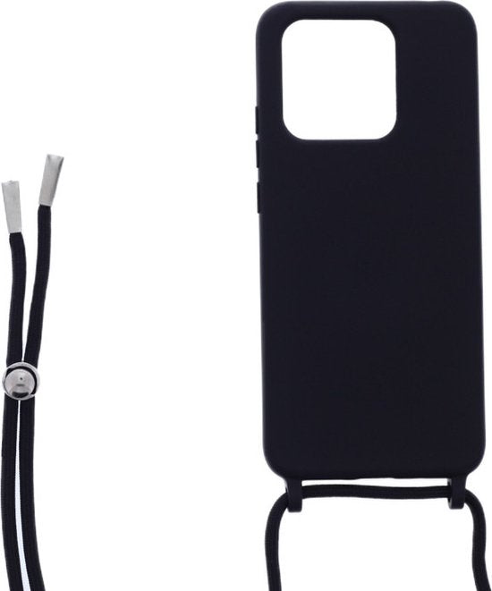 Xiaomi Redmi 10C Hoesjes – Siliconen Backcover met Ketting – TPU – Schokbestendig – Zwart-Ilumina Benelux