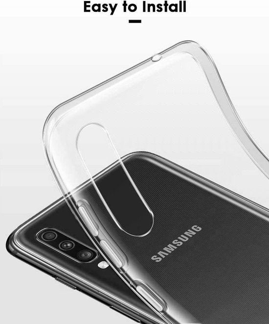 Samsung Galaxy A70 Hoesjes – Siliconen Backcover Anti-Shock – Schokbestendig – Incl. 2x Screenprotector Gehard Glas – Transparant-Ilumina Benelux