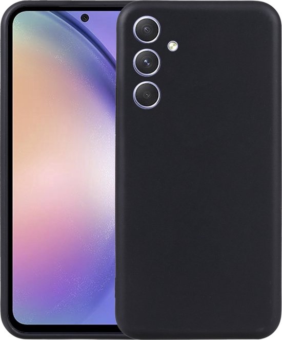 Samsung Galaxy A55 Hoesjes – Siliconen Backcover – Soft Grip – Zwart – Inclusief 2x Screenprotector Gehard Glas – Anti-kras