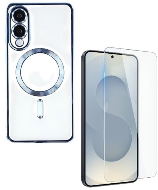 Samsung Galaxy S25 Edge Hoesjes – Backcover – MagSafe – Inclusief 2x Screenprotector – Blauw-Ilumina Benelux