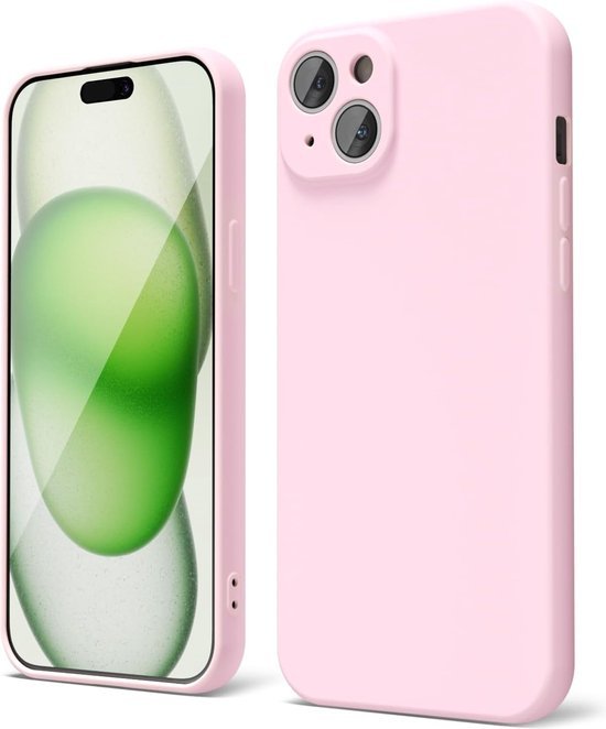 iPhone 15 Plus Hoesjes – Liquid Siliconen Backcover – TPU Flexibel – Camera Allround Bescherming – Lichtroze-Ilumina Benelux