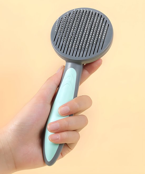 Kattenborstel – Zelfreinigende kattenkam – Massageborstel – 19,3 cm – Grijs