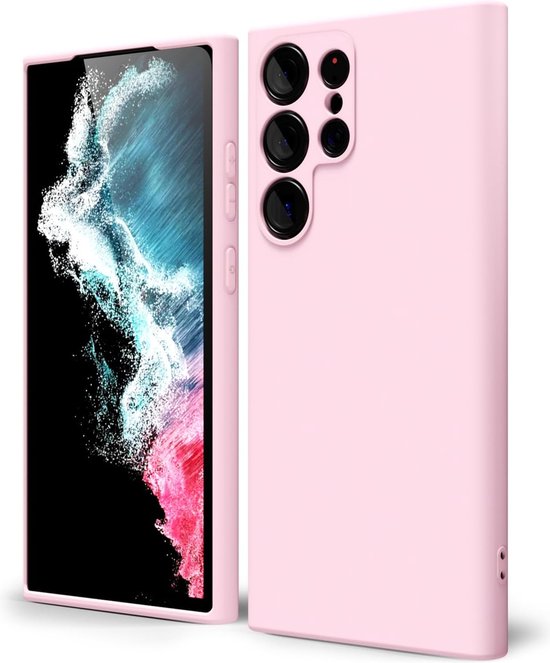 Samsung Galaxy S22 Ultra Hoesjes – Liquid Silicone Backcover – Soft Touch – Schokbestendig – Lichtroze-Ilumina Benelux