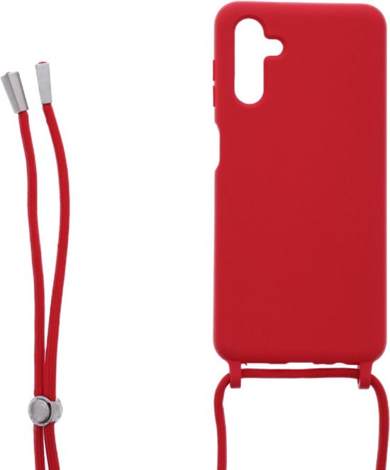 Samsung Galaxy A13 5G Hoesjes – Siliconen Backcover – TPU – Met Ketting – Rood-Ilumina Benelux