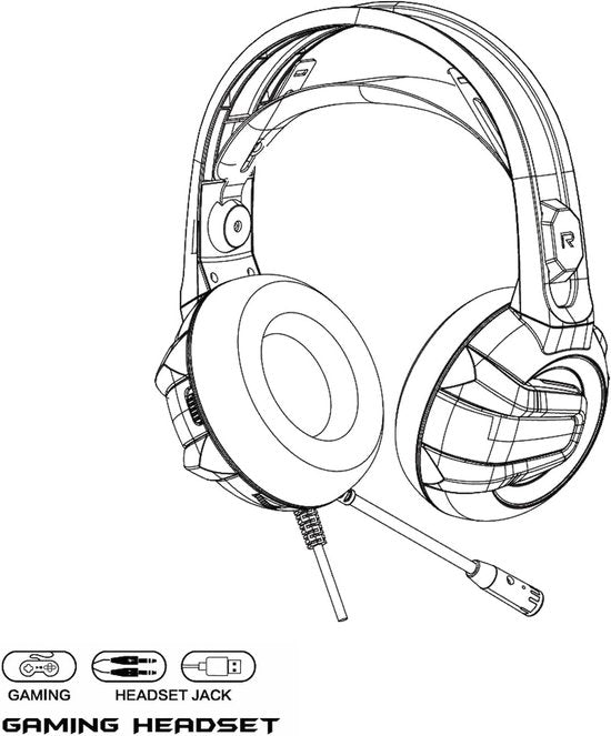 Gaming Headset – Stereo Over-Ear – 50mm Drivers – Noise Cancelling Microfoon – RGB LED – 3,5 mm Jack + USB – Geschikt voor PC, PS5, PS4, Playstation, Xbox One, Laptop