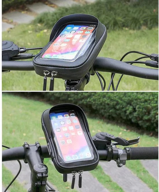Telefoonhouder fiets – Waterdichte stuurtas – 360° draaibaar – Voor 6,5 inch telefoon – Zwart-Ilumina Benelux