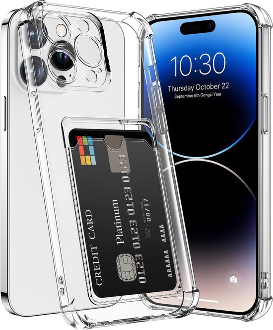 iPhone 14 Pro Max Hoesjes – TPU Backcover – Schokbestendig – Pasjeshouder – Transparant-Ilumina Benelux